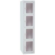 Vestiaire porte transparente 4 cases - 1 colonne lg 40cm Gris/Gris