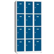 Vestiaire soudé Philip, 12 cases, serrure à cylindre - Bleu