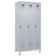 Vestiaires Evolo PLUS,pieds,3 compartiments,1950x900x500,7035 gris/9006 blanc-CP
