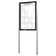 Vitrine Edge bandeau titre épaisseur 80 mm sur poteaux - Procity