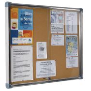 Vitrine affichage Inox fond liège porte coulissante - Ulmann