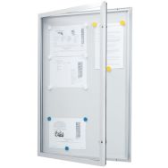 Vitrine d'extérieur porte battante - Fond aluminium - Porte en verre de sécurité - Serrure identique