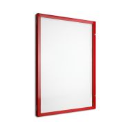 Vitrine d'exterieur porte battante - Fond aluminium -cadre rouge - AME