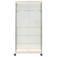 Vitrine expo haute sur roulettes - 95x50x200 cm - Blanc