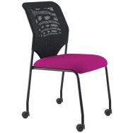 chaises réunion Diaz roulettes dos résill.noir/magenta
