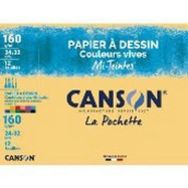 pochette CANSON® papier dessin couleur mi-teintes® vives 24x32cm 12 feuilles 160g/m²