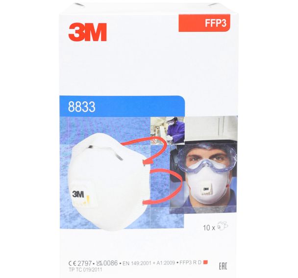 10 Demi masques coque usage unique série 8000 FFP3 sans soupape