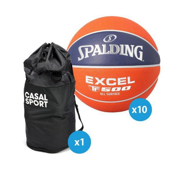 10 ballons basket Spalding - TF500 LNB Taille 7 + sac rangement
