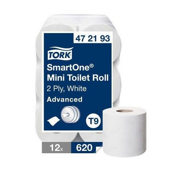 12 rouleaux Papier toilette Tork feuille à feuille SmartOne Blanc