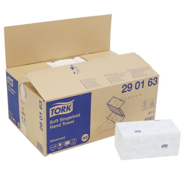 15 paquets essuie-mains Tork Advanced H3 - Enchevêtré Blanc