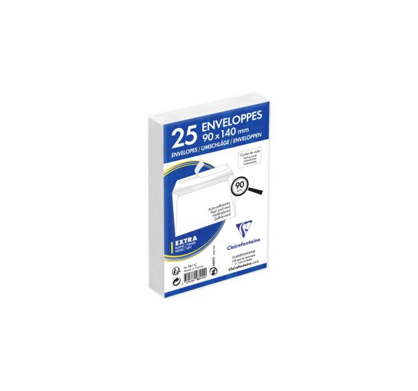 25 enveloppes visite auto.adh 90x140 90g ss cello