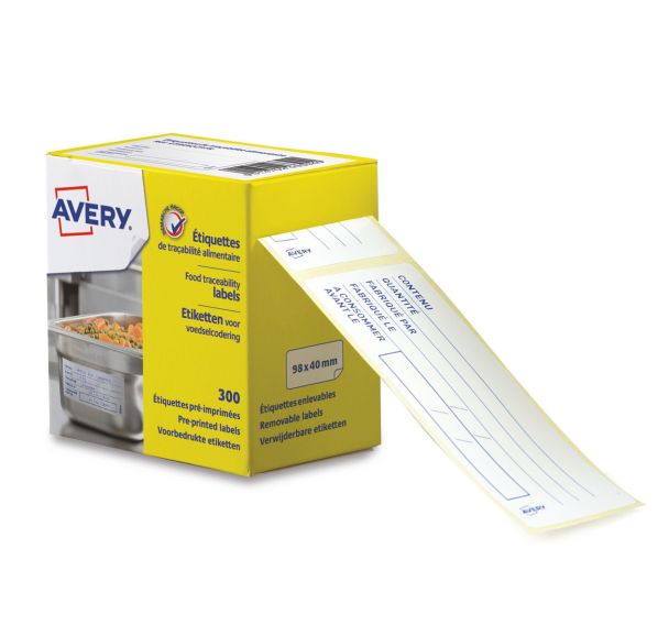 300 Etiquettes traçaoeilité alimentaire pré-imprimée 98x40mm