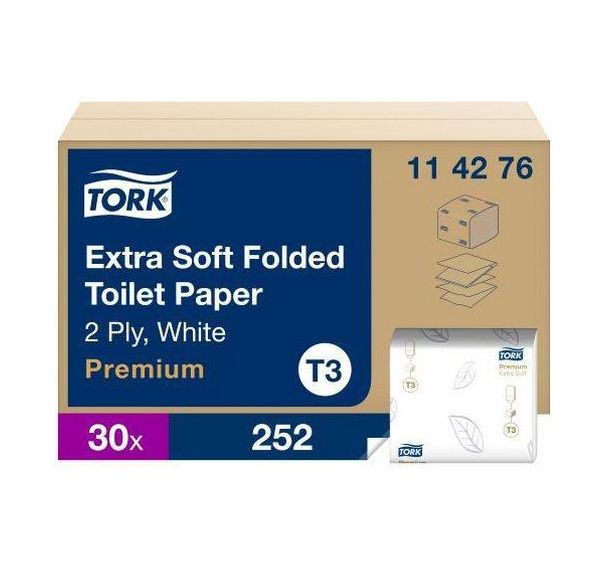 30 rouleaux Papier toilette Premium extra doux Tork Blanc