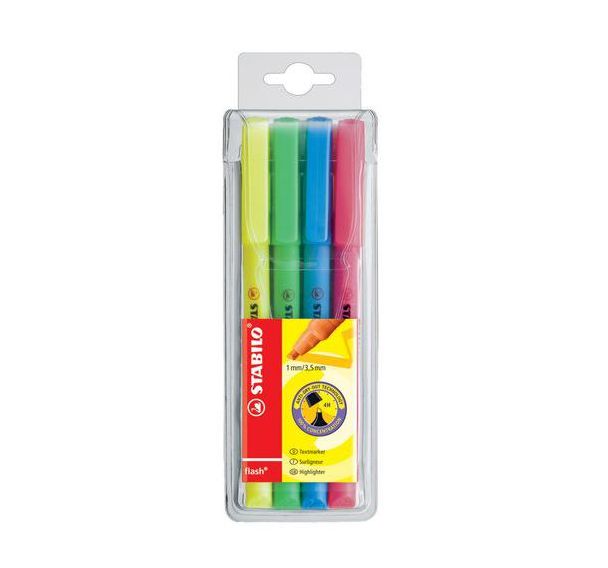 4 surligneurs Flash - jaune, bleu, vert, rose