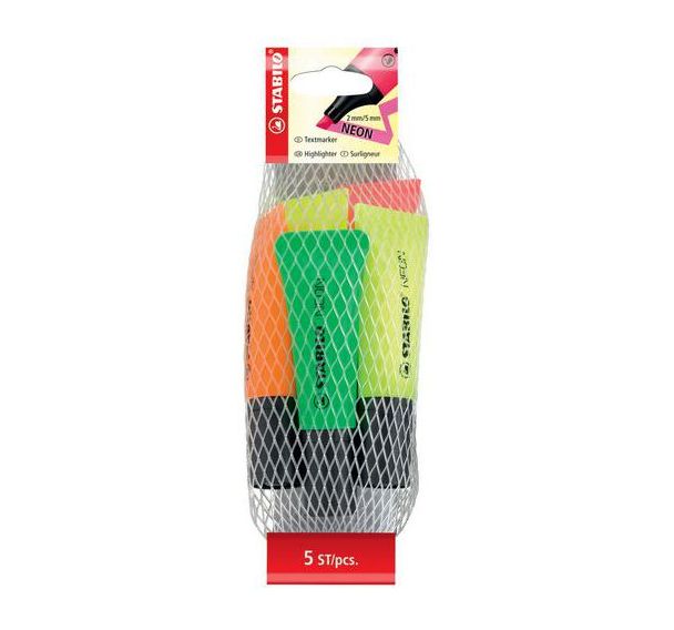5 surligneurs neon assortis