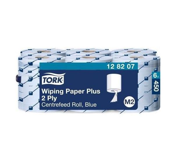 6 Bobines d'essuyage à dévidage central Tork 2 plis - 450 formats Bleu