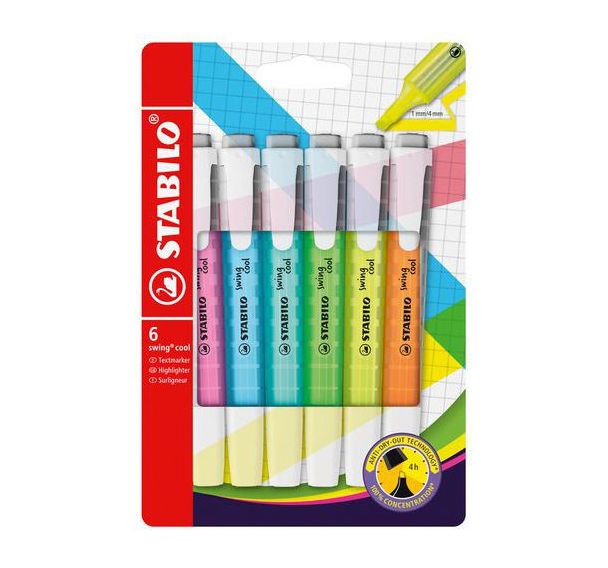 6 surligneurs swing cool couleurs assorties