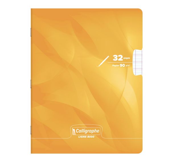 8000 PELLICULE, Cahier piqué 17x22 32p séyès agrandi 2,5mm 90g