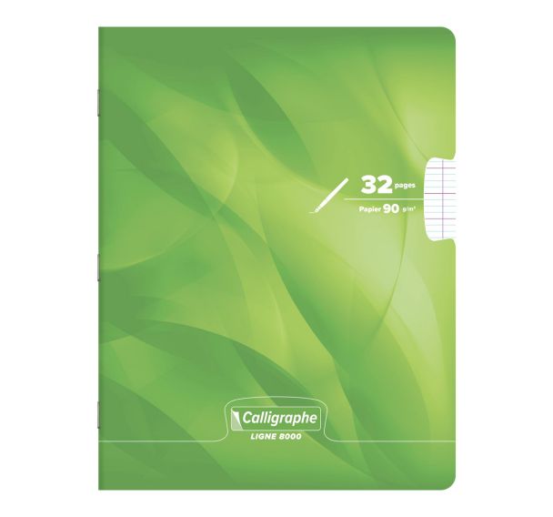 8000 PELLICULE, Cahier piqué 17x22 32p séyès agrandi 3mm 90g