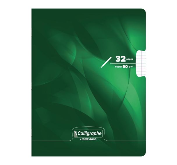 8000 PELLICULE, Cahier piqué 17x22 32p séyès agrandi 4mm 90g