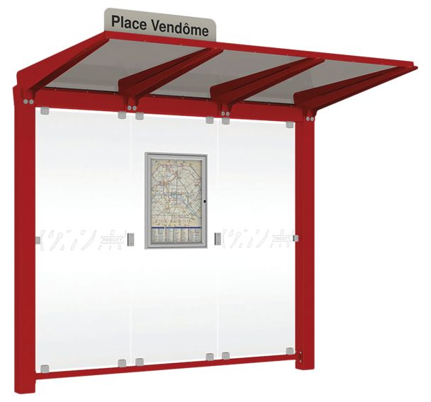 Abri bus Venise sans bardages latéraux leds - Procity