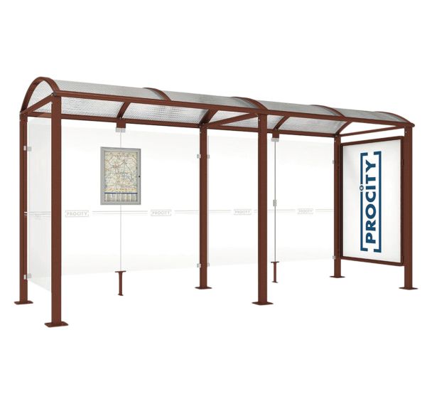 Abri bus Voûte 1 vitrine 1 bardage latéral - Procity