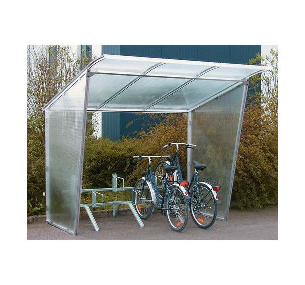 Abri cycles à toiture inclinée - Avec support cycles - Module départ