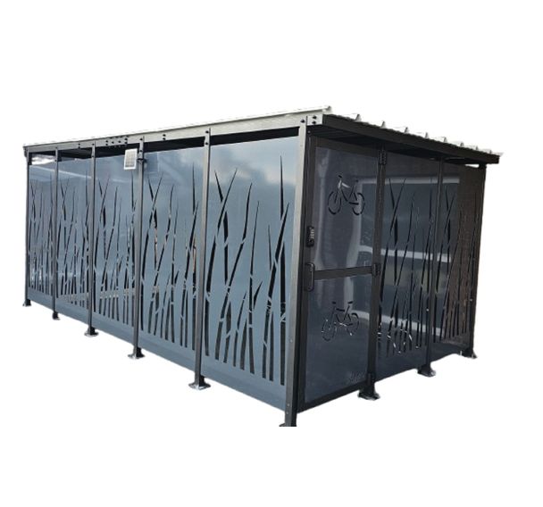 Abri vélos Cubique Roseau acier - Mottez