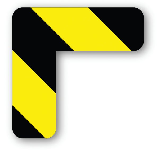 Adhésif angle 90° arrondi LeanStripe - Noir/Jaune - Ergomat