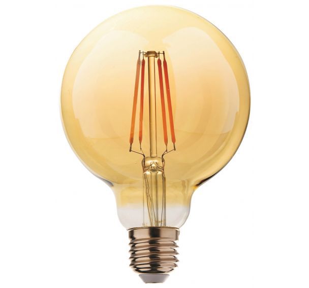 Lot de 5 ampoules E27.G95.8,3W.2100K dimmable ambre