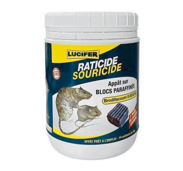 Appât bloc rats et souris - 20g - Lucifer - 14 pièces