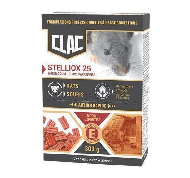 Appât bloc rats et souris action rapide Stelliox 25g - 12 pièces