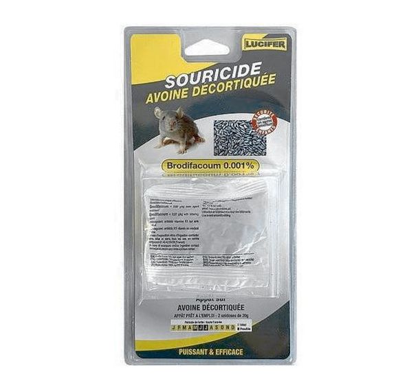 Appât céréales souricide - Avoine décortiquée - 20g - Lucifer - 2 pièces