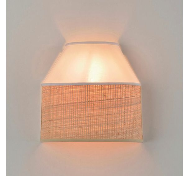 Applique bi-matière coton et raphia naturel blanc