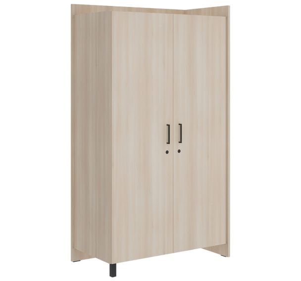 Armoire angle droite poignée+serrure penderie lingère - Enond Mobilier