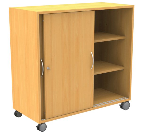 Armoire Octet portes coulissantes sur roulettes gris - Manutan Expert