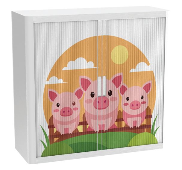 Armoire à rideaux personnalisée trois petits cochons - EasyOffice