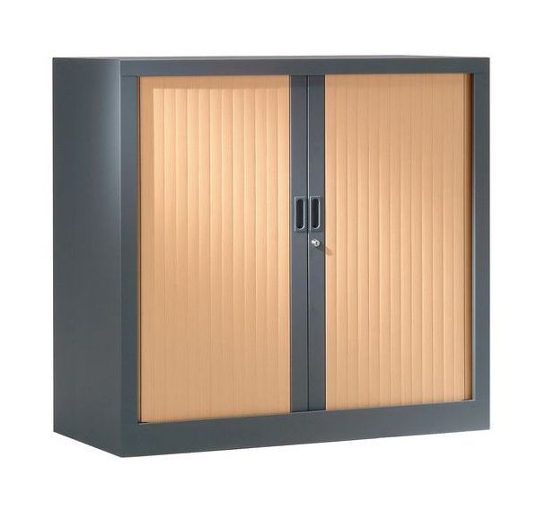 Armoire à rideaux ton bois haut 100 cm - Vinco