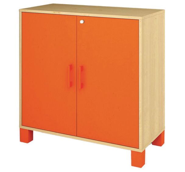 Armoire basse Confetti pieds 2 portes à clé