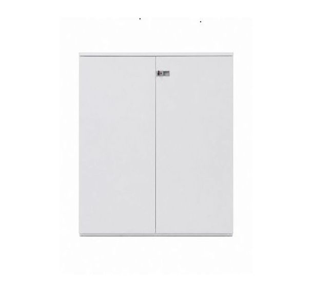 Armoire basse reconditionnée - À portes battantes - Blanche