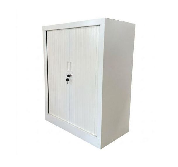 Armoire basse reconditionnée - Rideaux - Blanche
