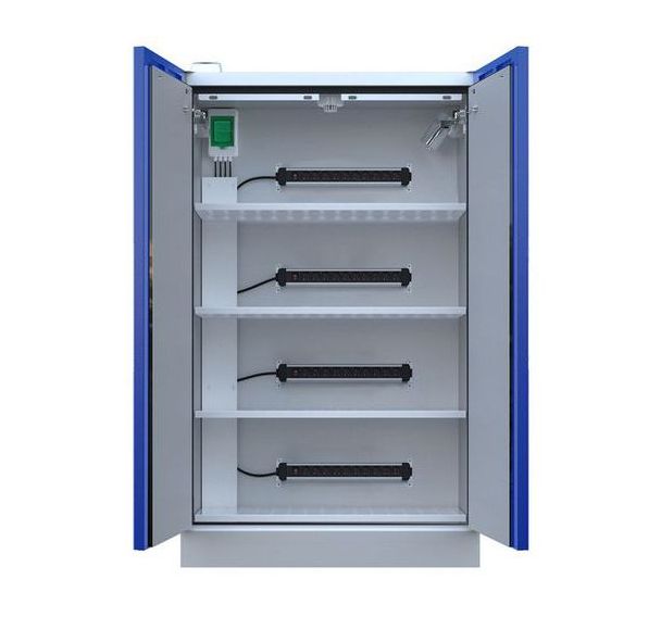 Armoire batterie lithium haute 2 portes avec extincteur