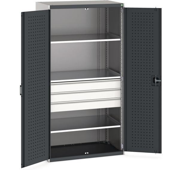 Armoire d'atelier Perfo Bott SMF - Avec tablettes + tiroirs_Bott