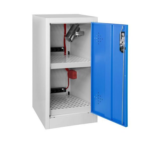 Armoire sécurité bleue stockage batteries lithium-Tout équipée-Trionyx