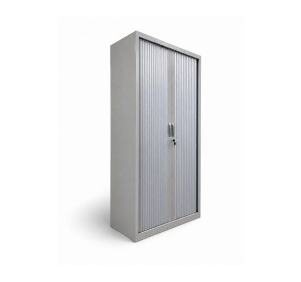 Armoire haute reconditionnée - Ouverture à rideaux - Grise