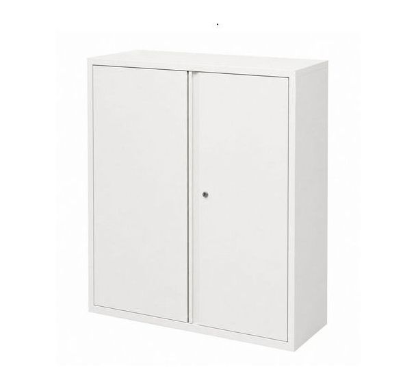 Armoire mi-haute reconditionnée - portes battantes - Blanche