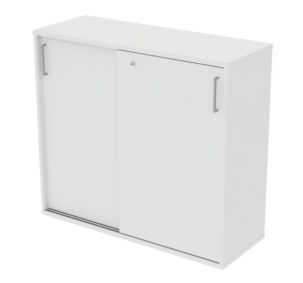 Armoire mi haute portes coulissantes L 120 cm serrure à clé