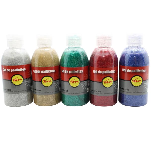 Assortiment 5 flacons 250ml gel pailleté Pichon