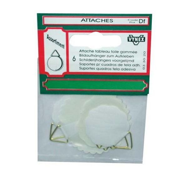 Attache tableau toile gommée - Lot de 6