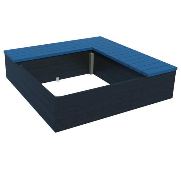 Bac Eden 180x180 cm assise angle à droite laqué noir - Espace Urbain